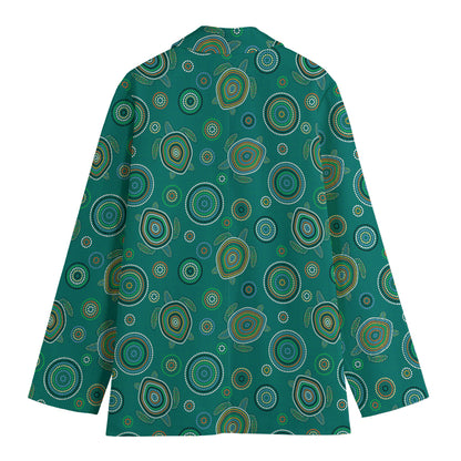 Aboriginal Sea Turtle Pattern Print Women's Blazer
