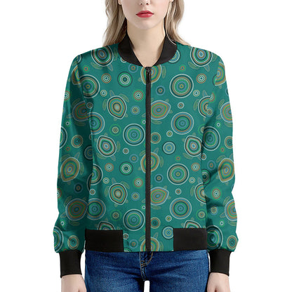 Aboriginal Sea Turtle Pattern Print Women's Bomber Jacket