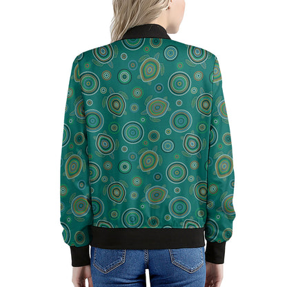 Aboriginal Sea Turtle Pattern Print Women's Bomber Jacket