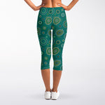 Aboriginal Sea Turtle Pattern Print Women's Capri Leggings