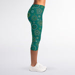 Aboriginal Sea Turtle Pattern Print Women's Capri Leggings