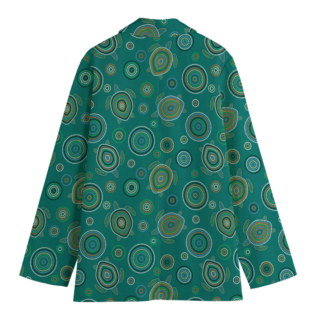 Aboriginal Sea Turtle Pattern Print Women's Cotton Blazer