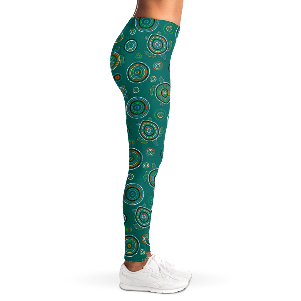 Aboriginal Sea Turtle Pattern Print Women's Leggings