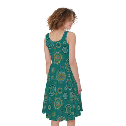 Aboriginal Sea Turtle Pattern Print Women's Sleeveless Dress