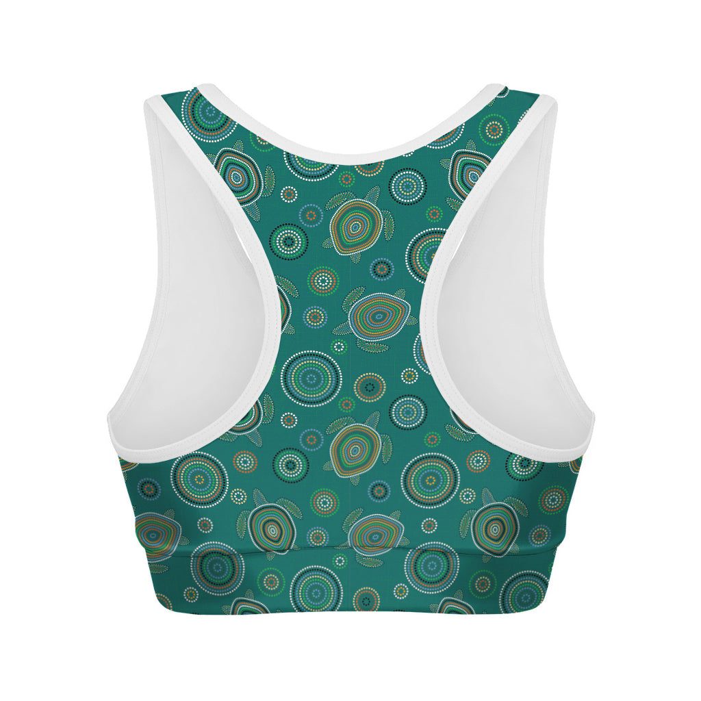 Aboriginal Sea Turtle Pattern Print Women's Sports Bra