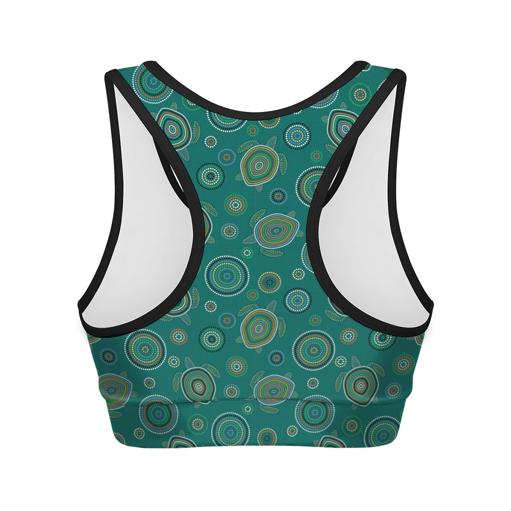 Aboriginal Sea Turtle Pattern Print Women's Sports Bra