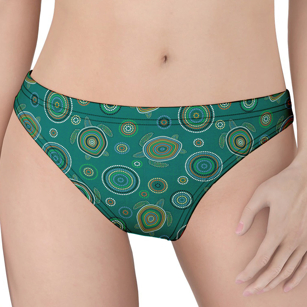 Aboriginal Sea Turtle Pattern Print Women's Thong