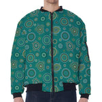 Aboriginal Sea Turtle Pattern Print Zip Sleeve Bomber Jacket