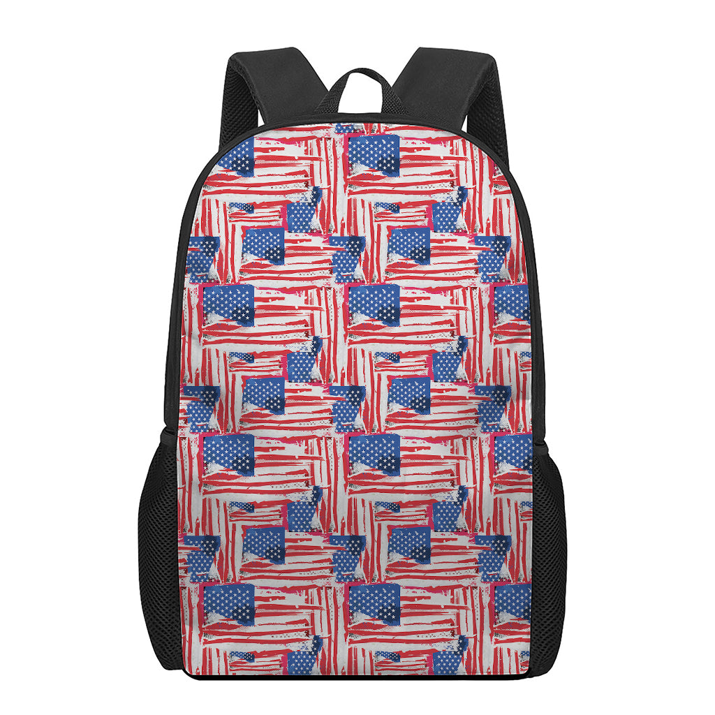 Abstract American Flag Print 17 Inch Backpack