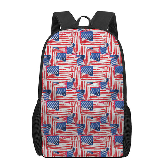 Abstract American Flag Print 17 Inch Backpack