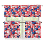 Abstract American Flag Print 3 Piece Kitchen Curtains