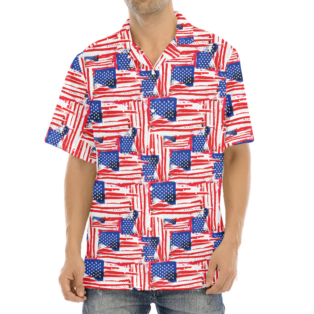 Abstract American Flag Print Aloha Shirt