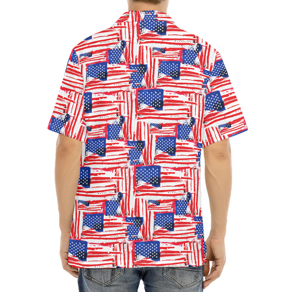 Abstract American Flag Print Aloha Shirt
