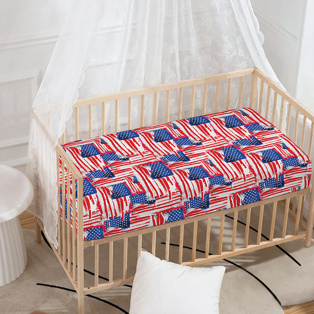 Abstract American Flag Print Baby Crib Sheet