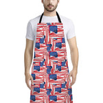 Abstract American Flag Print Bib Apron With Pocket