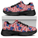Abstract American Flag Print Black Chunky Shoes