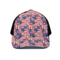 Abstract American Flag Print Black Mesh Trucker Hat