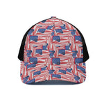 Abstract American Flag Print Black Mesh Trucker Cap