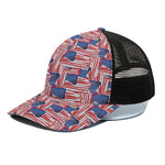 Abstract American Flag Print Black Mesh Trucker Cap