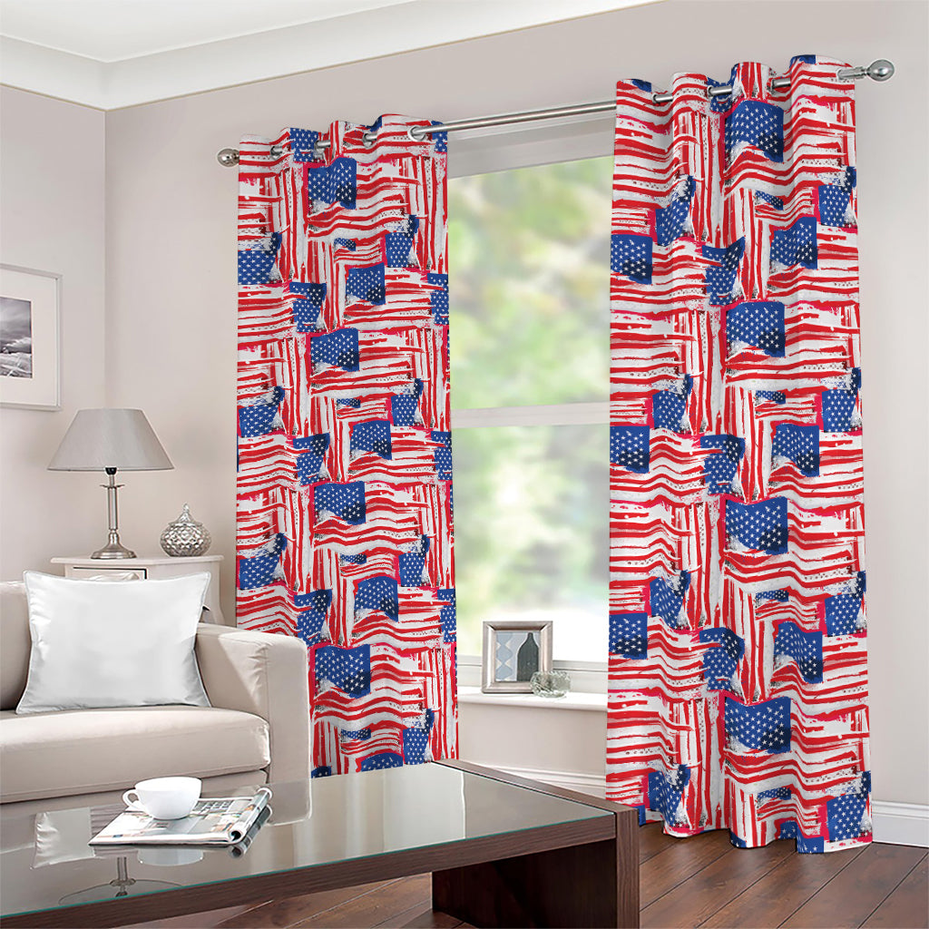 Abstract American Flag Print Blackout Grommet Curtains