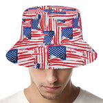 Abstract American Flag Print Bucket Hat