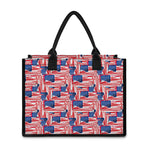 Abstract American Flag Print Canvas Tote Bag