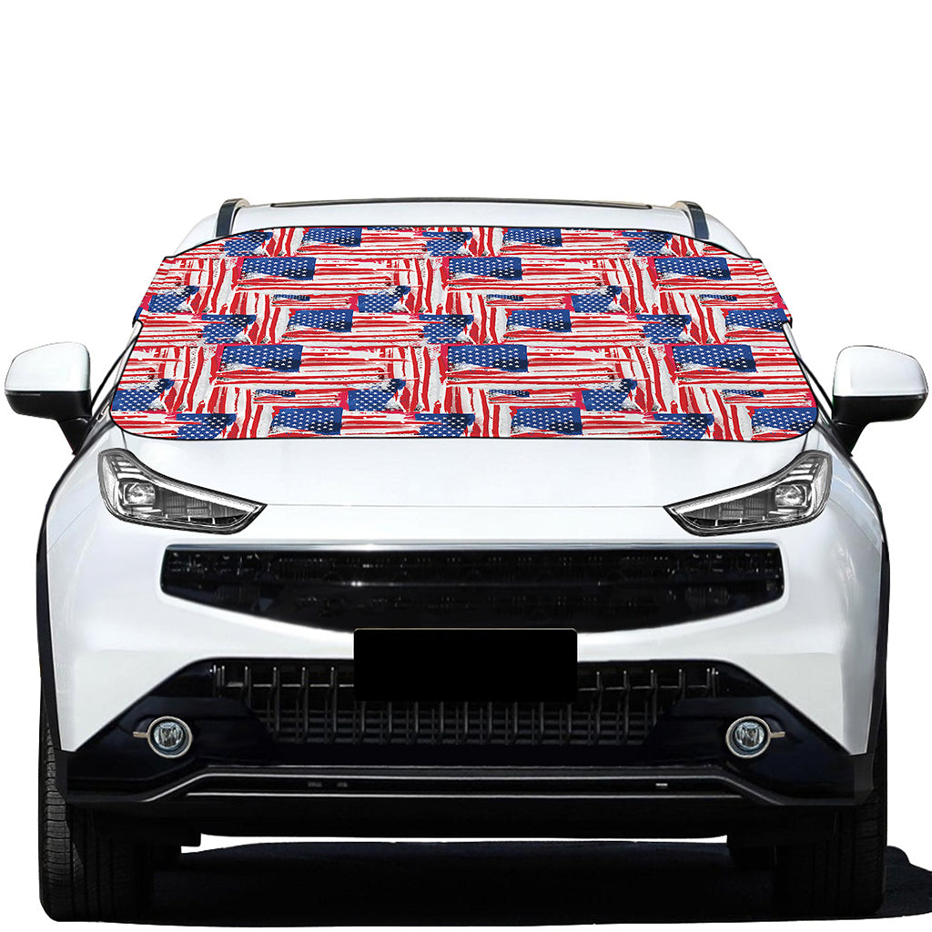 Abstract American Flag Print Car Windshield Snow Cover
