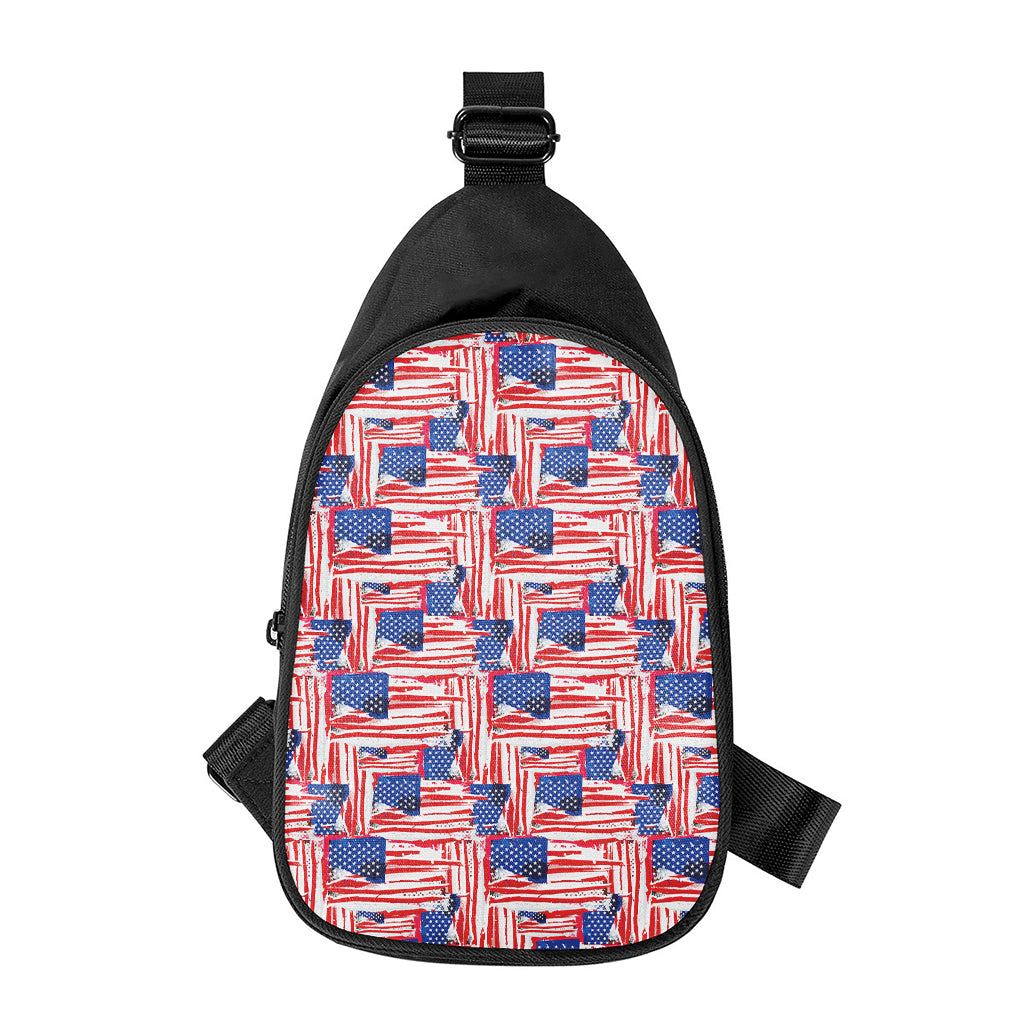 Abstract American Flag Print Chest Bag