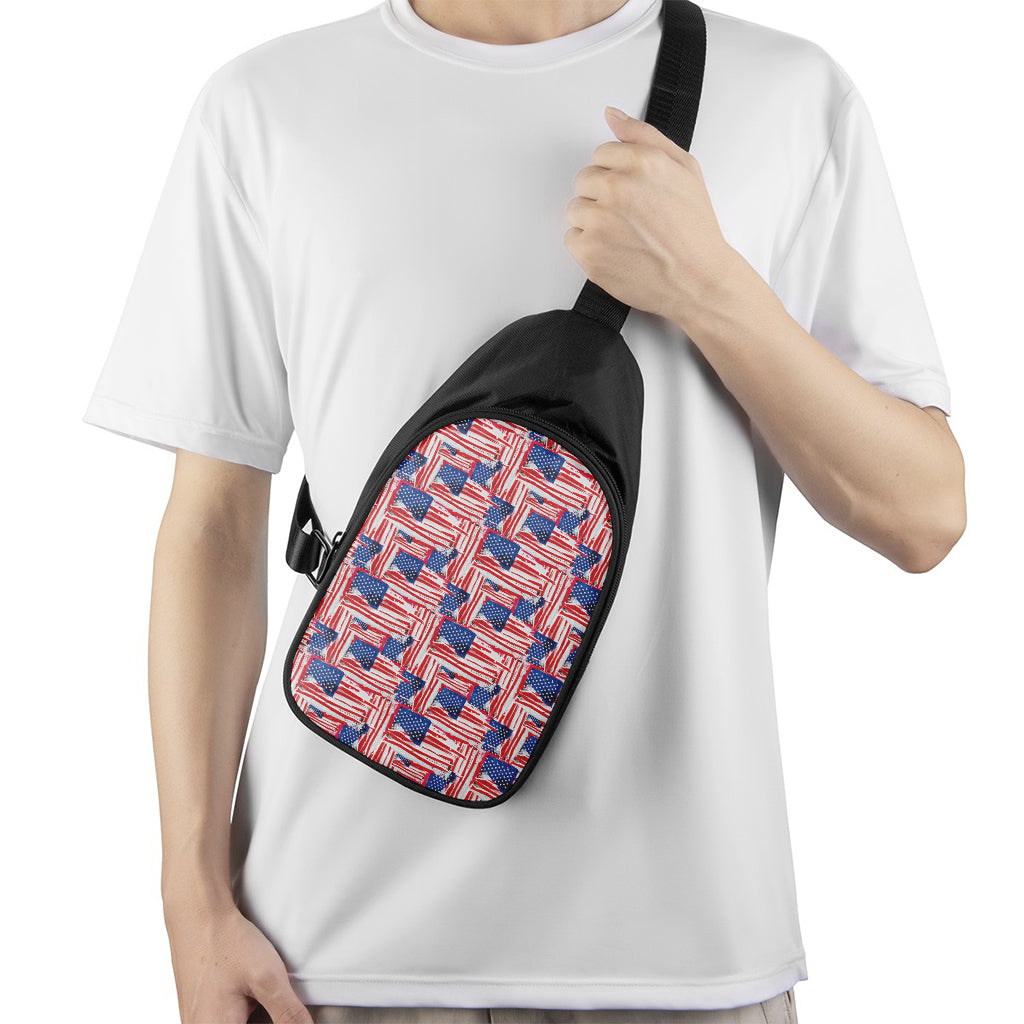 Abstract American Flag Print Chest Bag