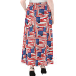 Abstract American Flag Print Chiffon Maxi Skirt