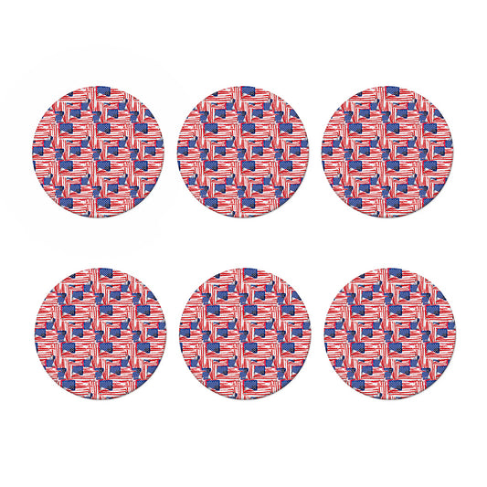 Abstract American Flag Print Coaster Set