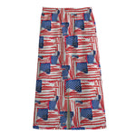 Abstract American Flag Print Cotton Front Slit Maxi Skirt