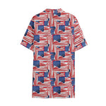 Abstract American Flag Print Cotton Hawaiian Shirt