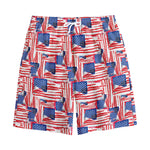 Abstract American Flag Print Cotton Shorts