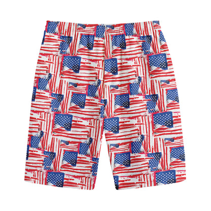 Abstract American Flag Print Cotton Shorts