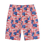 Abstract American Flag Print Cotton Shorts
