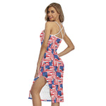 Abstract American Flag Print Cross Back Cami Dress