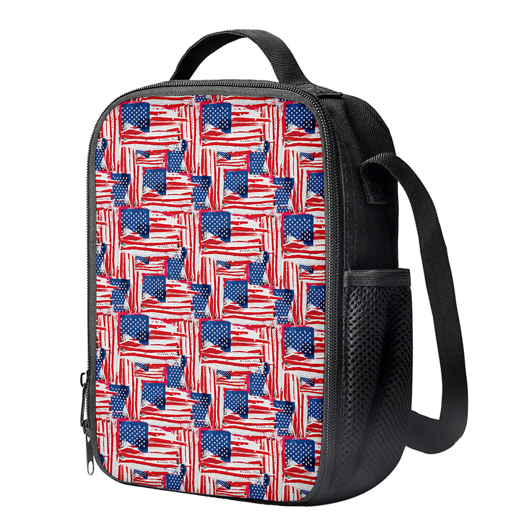 Abstract American Flag Print Crossbody Lunch Bag