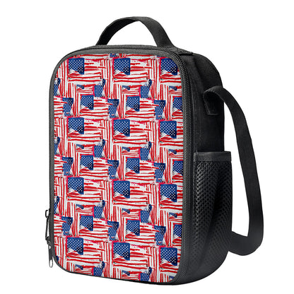 Abstract American Flag Print Crossbody Lunch Bag