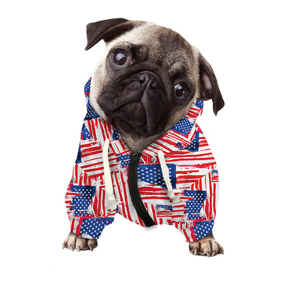 Abstract American Flag Print Dog Zip Up Hoodie