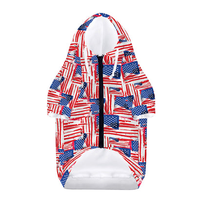 Abstract American Flag Print Dog Zip Up Hoodie