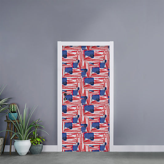 Abstract American Flag Print Door Sticker