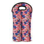 Abstract American Flag Print Double Neoprene Wine Tote