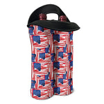 Abstract American Flag Print Double Neoprene Wine Tote