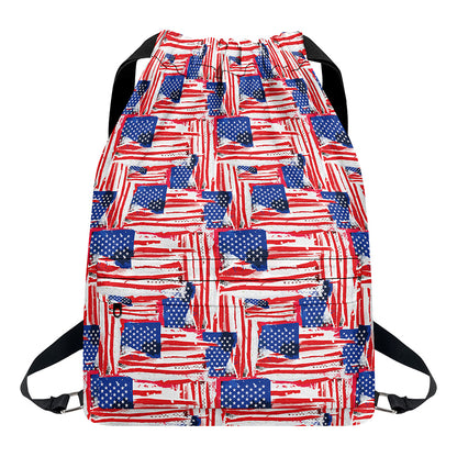 Abstract American Flag Print Drawstring Backpack