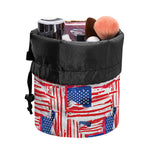 Abstract American Flag Print Drawstring Makeup Bag