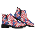 Abstract American Flag Print Flat Ankle Boots