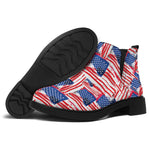 Abstract American Flag Print Flat Ankle Boots