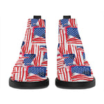 Abstract American Flag Print Flat Ankle Boots