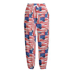 Abstract American Flag Print Fleece Lined Knit Pants